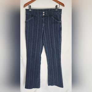 Y2K Road Runner Striped Flare Stretch Jeans Size 12